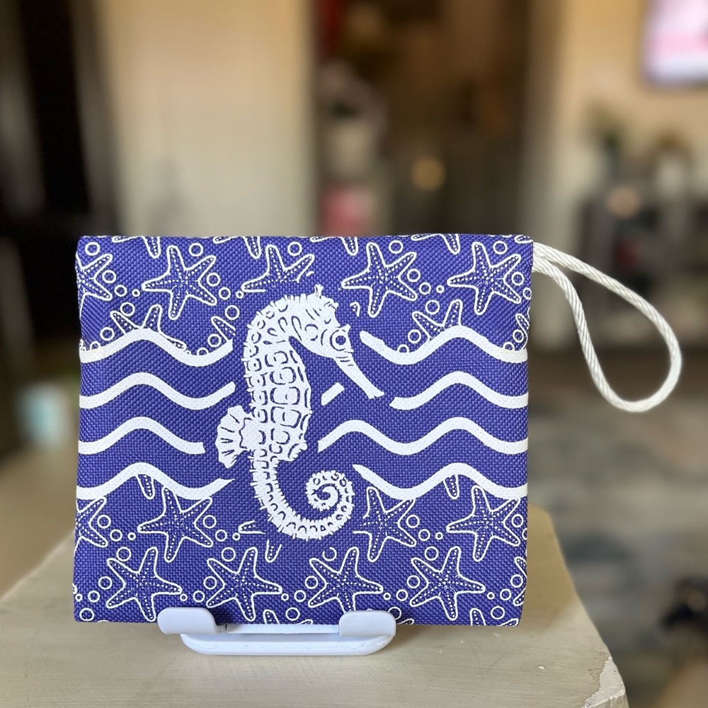 Purple Seahorse and Starfish Pouch
